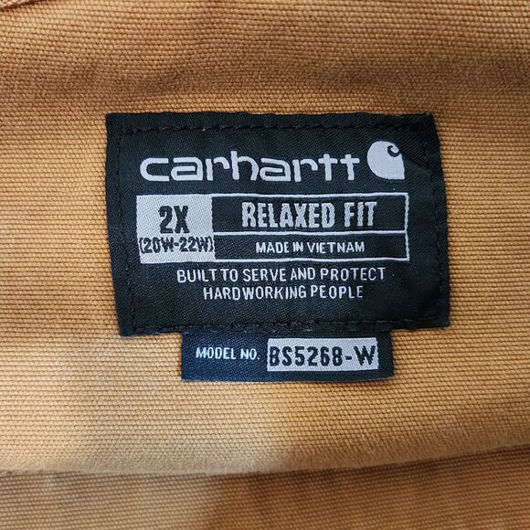 Carhartt Rugged Flex Relaxed Fit Canvas Brown Overall Shortall 2XL Hard Work - Picture 3 of 15